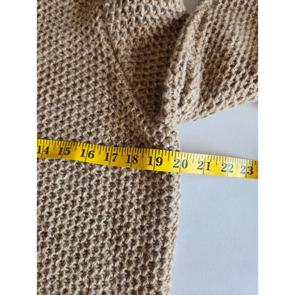 Club Monaco Italian Yarn Camel Merino Wool Blend Sweater S Skandi Fisherman Chic - Picture 8 of 10